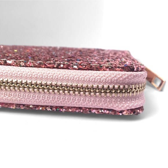 1 LEFT! Pink Glitter Fancy Elegant Glitter Wallet Holiday Date Wedding - Picture 6 of 6